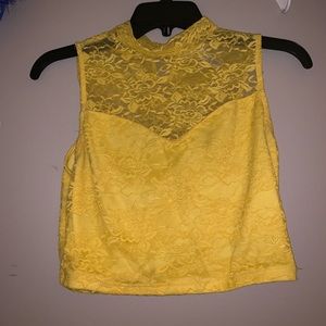 Yellow Lace Crop Top